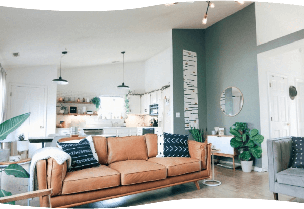 グリーンを基調として部屋